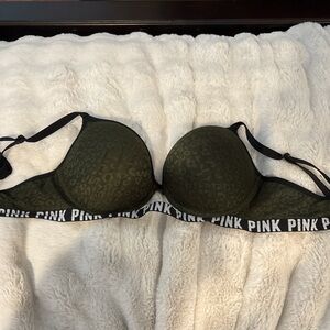 PINK Victoria's Secret Olive Green Leopard Print Bra